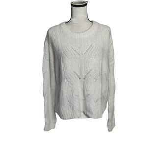 Madewell Womens Sz S Fawn Pointelle Pullover Sweater Cream Alpaca Blend Oversize